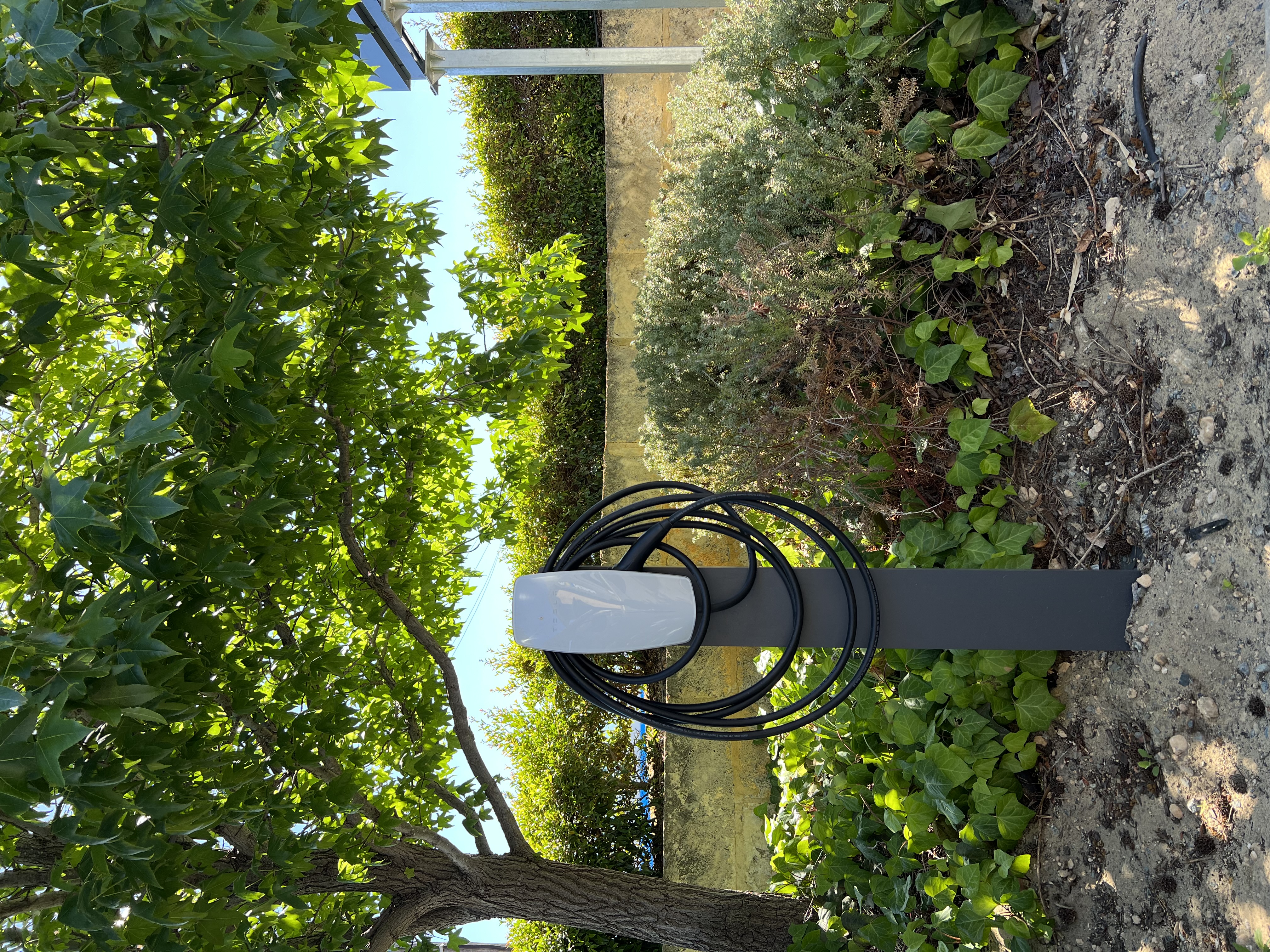 Tesla pedestal under tree Perth